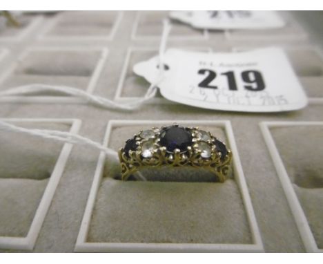 9ct GOLD SAPPHIRE AND DIAMOND RING