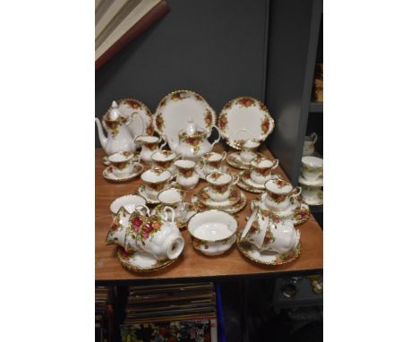 A selection of Royal Albert Old Country Roses patterned tea and coffee ware, to include teacups and saucers, coffee and tea p