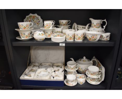 A selection of Aynsley Cottage Garden pattern tea and coffee wares, to include a cased coffee set, spirally fluted teapot, he