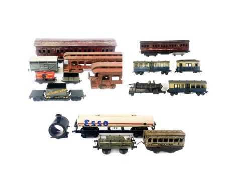 Miscellaneous Railway Vehicles of Various Materials and Gauges. Comprising 2 boxes includes large-scale (1 gauge) locomotive 