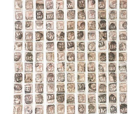 G.B. Queen Victoria 1D Venetian Red SG166 Complete Reconstruction Sheet of 240 Used An unusual and rare item cat £3600. All a