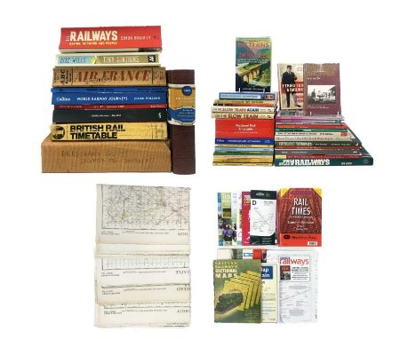 Railway Timetables, Railway Workers Memories, Railway Atlases & Large Quantity of O.S. Maps. Comprising:Box 1: Containing 35 