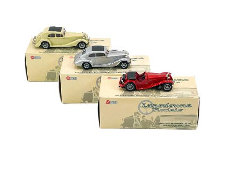 Lansdowne Models 1930's Cars (x3): MG, Triumph, AC Cars. Comprising:1939 MG SA Saloon "cream" (LDM 53A)1935 Triumph Vitesse f