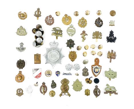 Military, Police, Fire Brigade Cap Badges/Buttons etc. Comprising:28 Military cap badges - most appear to be World War 2 peri