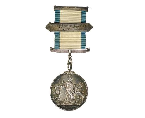 Naval General Service Medal 1793-1840 Single Clasp Capture of the Desiree 8/7/1800 Issued to Richard Bluett, Lieut RN. Offici