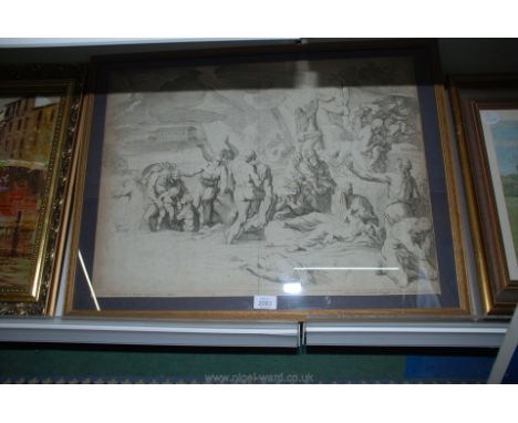 A Gerard Audran, large framed engraving after R. Lafage.  A Paris Chez Iean Vander Bruggen.