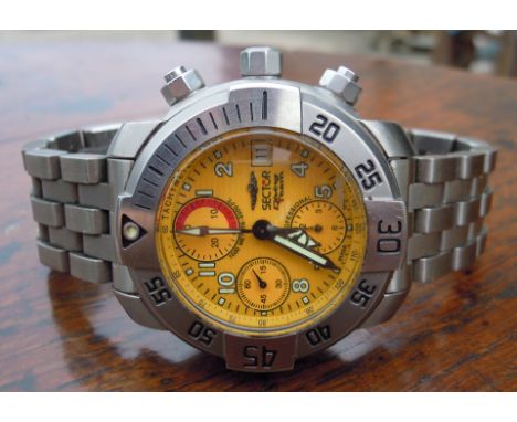 A titanium cased "Sector Diving Team'' ''1000 metres/3300 ft Chromo Professional'' having amber coloured face with luminous h