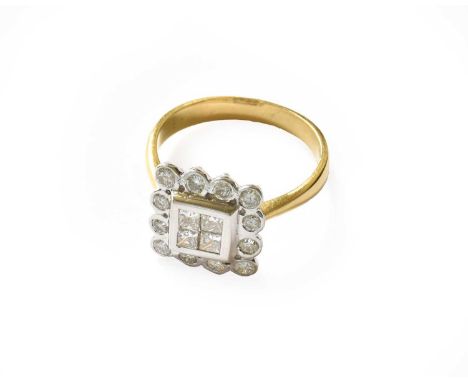 An 18 carat gold diamond cluster ring, finger size PGross weight 4.9 grams.