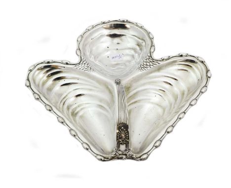 A collection of assorted silver and silver plate, the silver including: a sauceboat; a small bowl; the mount for a silver jar