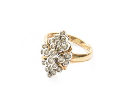 A 9 carat gold diamond cluster ring, finger size N1/2Gross weight 5.9 grams.