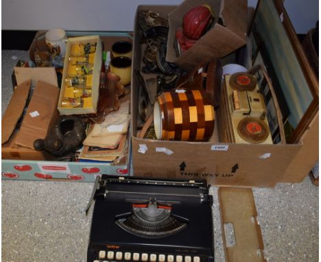 Boxes and Objects - a Brother Deluxe 220 portable typewriter; a Philips Transistor radio with built in reel to reel; a Bossun