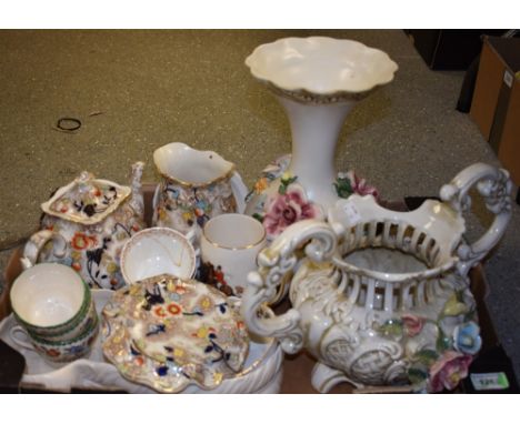 Ceramics - Royal Crown Derby Brown Aves teacups; Staffordshire teacups and saucers; Capo-di-Monte; Spode Chinese Rose; Parago