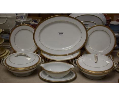 A Noritake Richmond pattern dinner service - a large meat plate; two lidded tureens; six side plates; six tea plates; six din