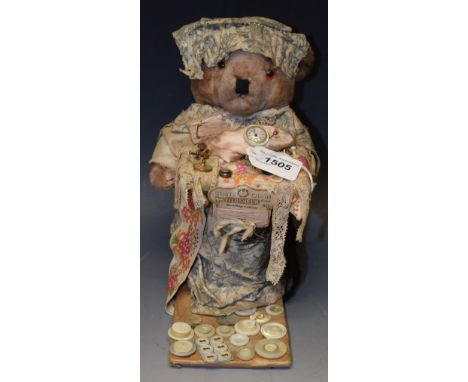 A Teddy bear, Pedlar, button seller