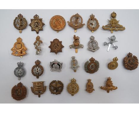 Selection of Corps Cap Badgesincluding Royal Defence Corps ... KC brass ATS ... KC white metal RAMC ... KC bi-metal Malta Art