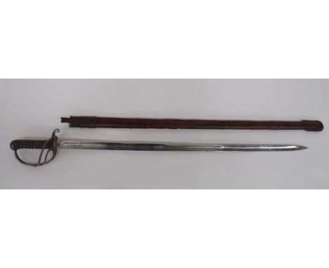 WW1 Period Army Service Corps Officer's Sword35 inch, single edged blade with large fuller.  Etched foliage panels, Kings cro