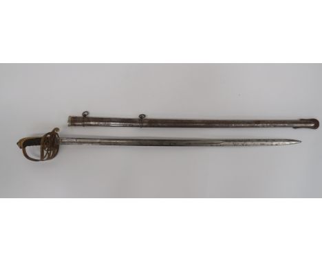 Victorian 1845 Pattern Infantry Officer's Sword32 3/4 inch, single edged blade with large fuller.  Etched Victorian crown 'VR