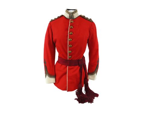 24th Punjabis Officer's Full Dress Uniformscarlet melton, single breasted tunic. White, high collar with gilt braid edging. (