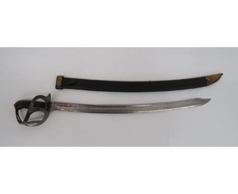 Late 19th Century Dutch Klewang Short Swordsingle edged blade with Bowie point.  Central fuller.  Steel guard with three pier