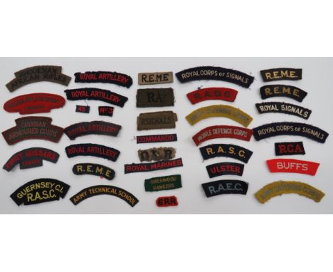 Selection of Cloth Shoulder Titlesincluding embroidery Sherwood Rangers ... Embroidery Rhodesian African Rifles ... Printed C