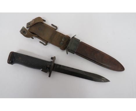 American M5 Garand Rifle Norway Issue Bayonet6 3/4 inch, single edged blade with sharpened back edge point.  Steel crossguard