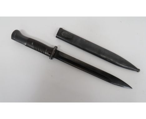 WW2 German K98 Bayonet10 inch, single edged, blued blade.  Narrow fuller.  Forte marked 'E.U.F. Horster'.  Rear edge dated '4