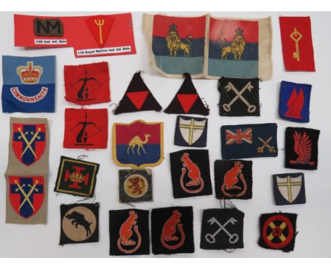 Selection of Various Formation Badgesincluding pair printed 8th Army ... Pair printed 3 Inf Div ... Pair bevo weave HQ Britis