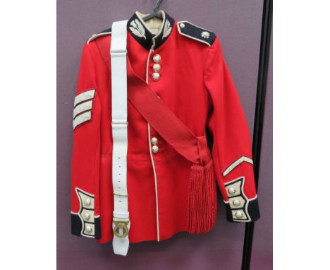 1959 Pattern Scots Guards Sergeant's Scarlet Tunicscarlet, single breasted tunic.  High dark blue collar with white edging an
