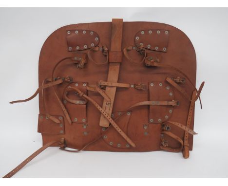 WW2 Packhorse/Mule Saddle Side Load Paneltan leather panel with various attached pockets and straps to hold tools and equipme