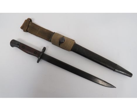 British WW2 Indian Manufacture MKII* SMLE Bayonet12 inch, blued, single edged blade.  The forte stamped with crowned GRI cyph
