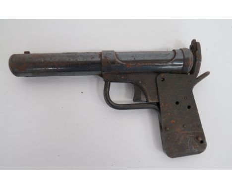 Accles &amp; Shelvoke Ltd Air Pistol.177 barrel within the tubular sprung body.  Rear loading gate with maker's details.  Blu
