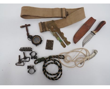 Small Selection of Various Equipmentincluding a MKIX issue compass by 'Barker &amp; Son' dated '1937' ... Naval issue, bosun'