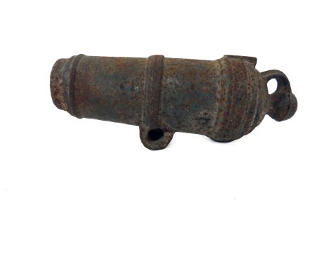 Early 19th Century Small Carronade 16 1/2 inch length with 2 3/4 inch bore, cast iron carronade. Heavy breech with cascabel a