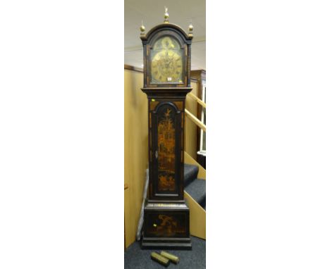 Thomas Marsh of London 8-day chinoiserie decorated longcase clock, the brass face with Roman numeral chapter ring, subsidiary