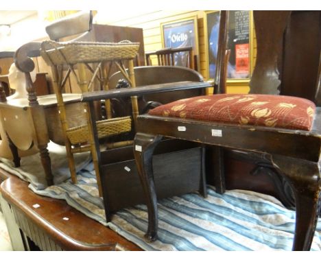 A parcel of mixed furniture including vintage commode, bamboo effect tray table, chair &amp; mannequin Condition Report: plea