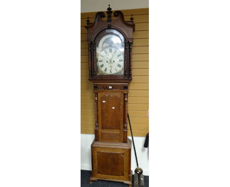 A Victorian eight-day longcase clock having a painted maritime rolling dial inscribed John Jones of Aberystwyth