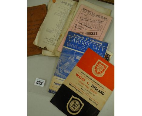 A parcel of early twentieth century Welsh sporting and other ephemera including Glamorgan & Wiltshire v The Australians crick