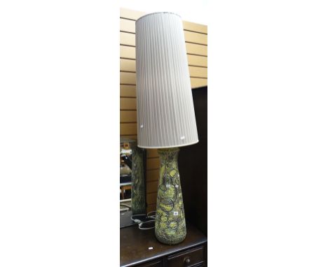 A mid-to-late twentieth century retro pottery tall table-lamp &amp; shade Condition Report: please request via email. Conditi