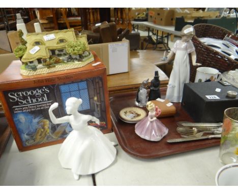 A pair of Hummel dishes, a Nao figurine, a Kodak Brownie Target camera, a boxed Royal Doulton figurine ETC Condition Report: 