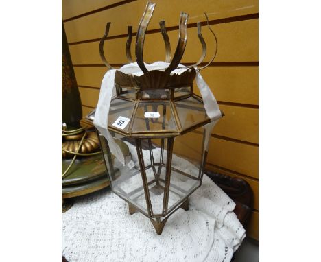 A good metallic &amp; glass lantern shade Condition Report: please request via email. Condition reports not stated with descr