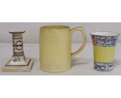 'Glasgow Girls' Ann MacBeth hand painted china beaker inscribed 'Mary Isabel Myles' with floral border, signed, Patterdale W.