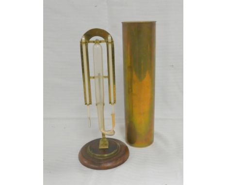 Early 19th century wet and dry thermometer by Cary, London, in brass cylinder, 24cm.