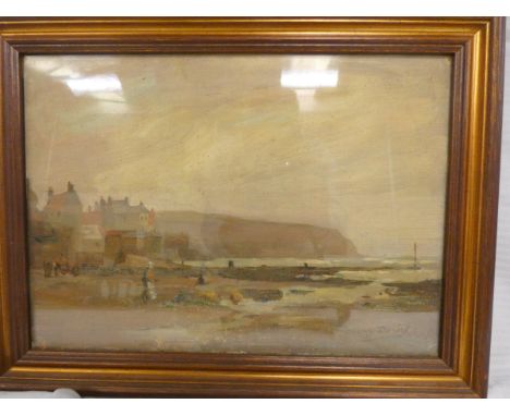 HENRY WILKINSON DANIEL, OF STAITHES. Robin Hood's Bay. Oil on board. 25cm x 35cm. Signed. 