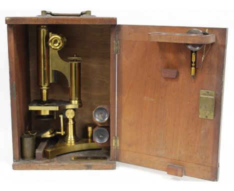 R J Beck Achromatic Compound microscope by Beck, London, No15333 in fitted mahogany case.