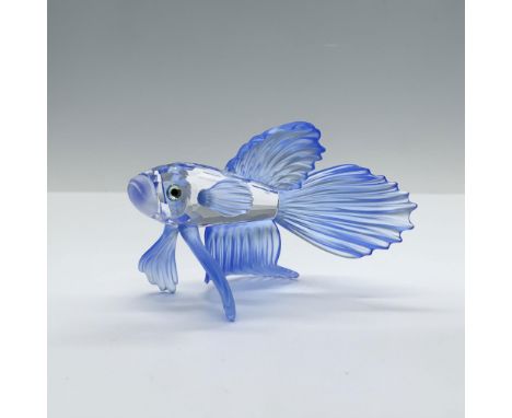 Part of the South Sea group. A clear crystal body fish with frosted mouth and blue fins and tail. Swarovski backstamp 236718.