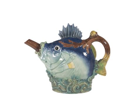 Limited edition figural cafe pot depicted as a fish. Made for Minton Archive Collection. The fin of the fish forms the lid. M