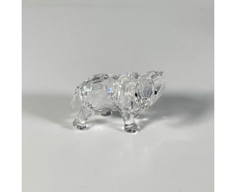 An adorable faceted figure of an elephant with black eyes. Part of the Rare Encounters collection. Swarovski acid mark. This 