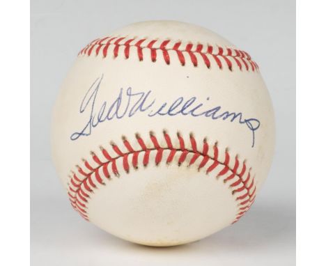 Official American League Baseball signed by Ted Williams. This item comes in a display that measures 5"L x 5"W x 5.25"H. Dime