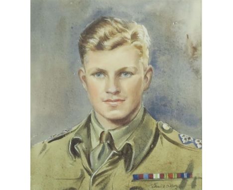 Eileen Soper (1905-1990), E P Thompson, watercolour portrait, together with Major Frank Thompson, portrait, a pair, signed, 2