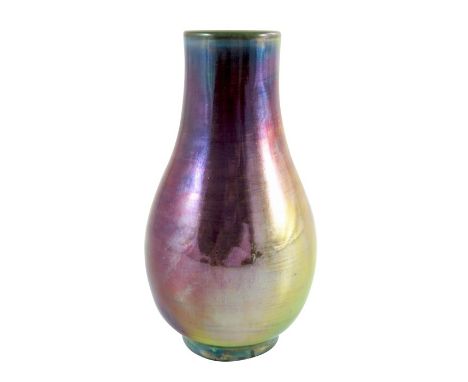 Pilkington, a Royal Lancastrian lustre vase, 1911, pear shaped baluster form, plain iridescent glazed, impressed marks, 2618,